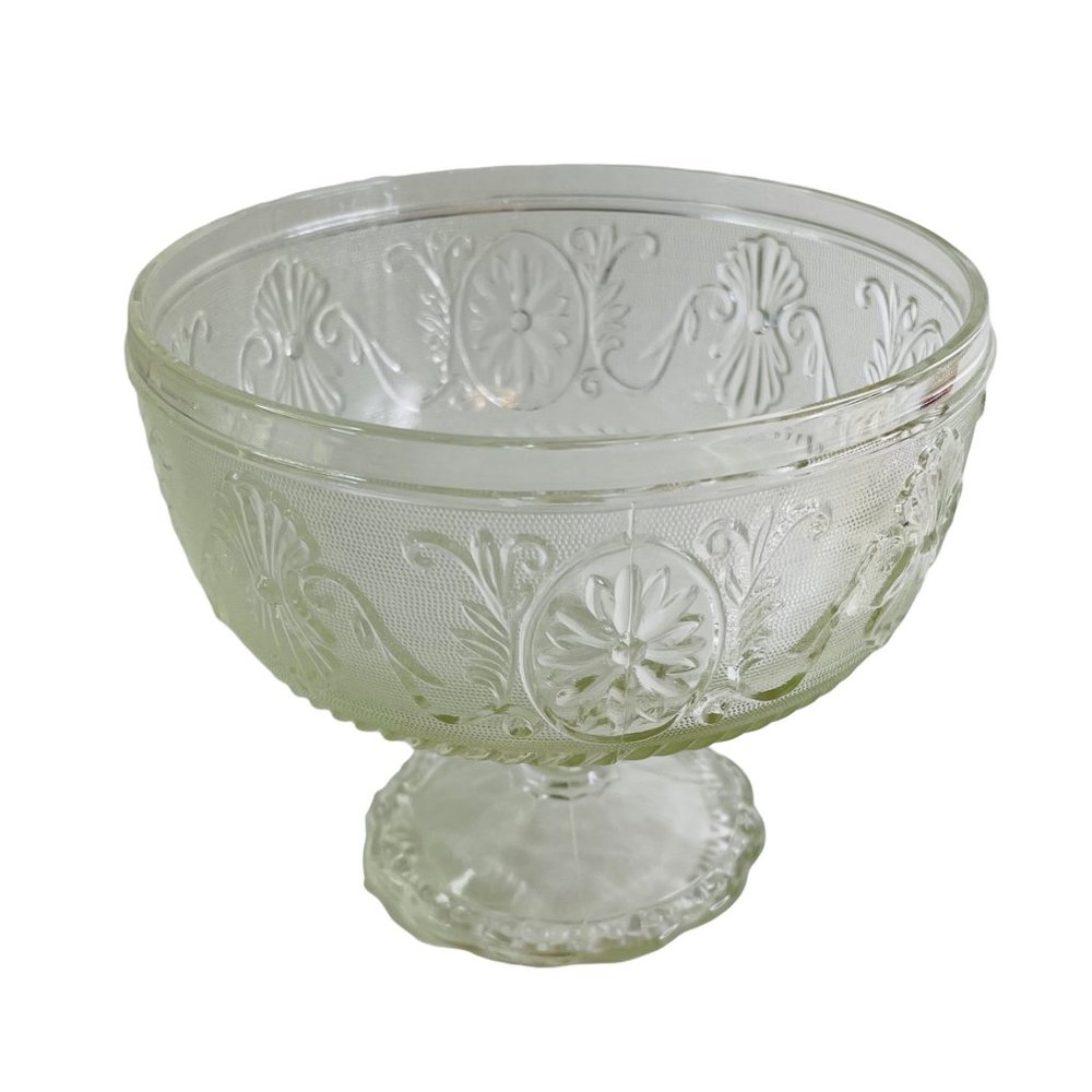 Vintage MCM Indiana Glass Compote Tiara Sandwich Pattern 5.5” x 6.25”